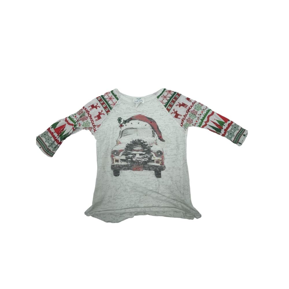 L&B Life Girls' Gray Christmas Holiday Graphic T-Shirt Youth Size Medium